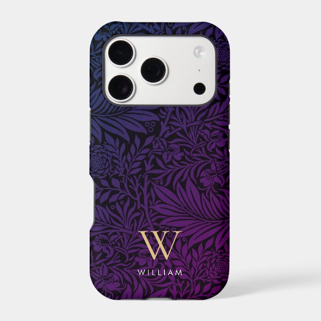 Elegant Purple Boho Botanical Pattern Monogram (Back)