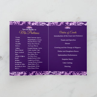 Elegant Purple Boho Gold Quinceañera Spanish Program