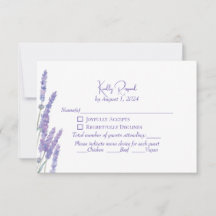 Elegant Purple Boho Lavender Flowers Wedding RSVP