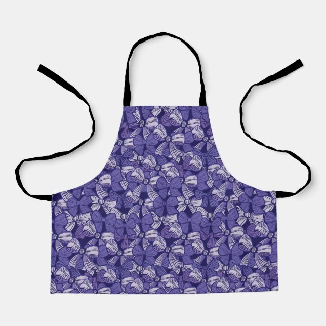 Elegant Purple Bow Pattern Apron (Front)