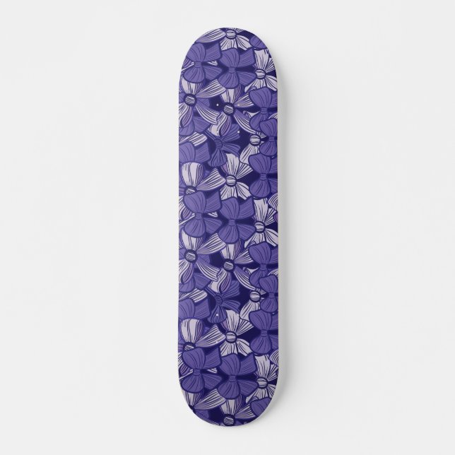 Elegant Purple Bow Pattern Skateboard (Front)