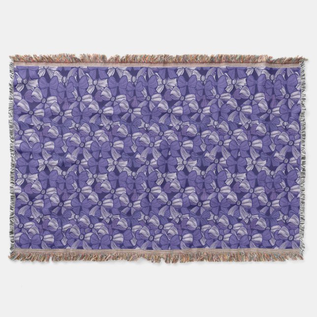 Elegant Purple Bow Pattern Throw Blanket (Front)