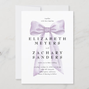 Elegant Purple Bow Wedding Invitation