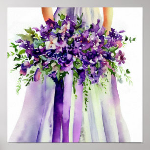 Elegant Purple, Bridal Cascading Bouquet 1, Poster