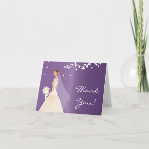 Elegant Purple Bride Thank You Note Card