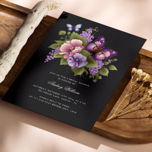 Elegant Purple Butterfly Bridal Shower Invitation