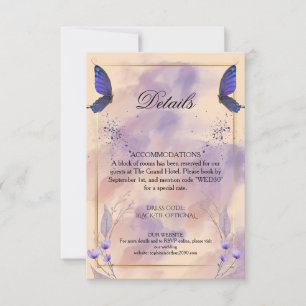 Elegant Purple Butterfly Wedding Details Card