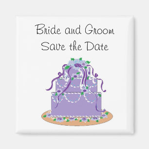 Elegant Purple Cake Save the Date Magnet