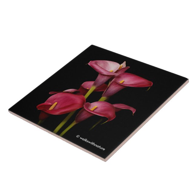 Elegant Purple Calla Lilies Ceramic Tile (Side)