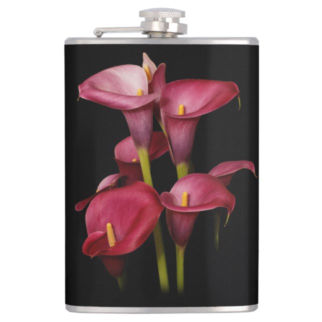 Elegant Purple Calla Lilies Hip Flask (Front)