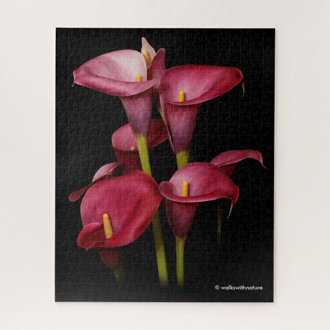 Elegant Purple Calla Lilies Jigsaw Puzzle (Vertical)