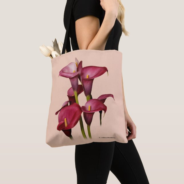 Elegant Purple Calla Lilies Tote Bag (Close Up)