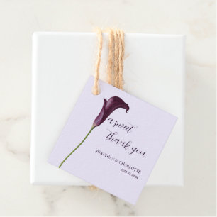 Elegant Purple Calla Lily Flower Wedding Favour Tags