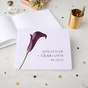 Elegant Purple Calla Lily Flower Wedding Guest Book