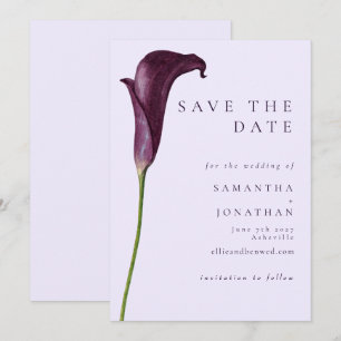 Elegant Purple Calla Lily Flower Wedding Save The Date