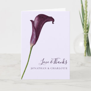 Elegant Purple Calla Lily Flower Wedding Thank You Card