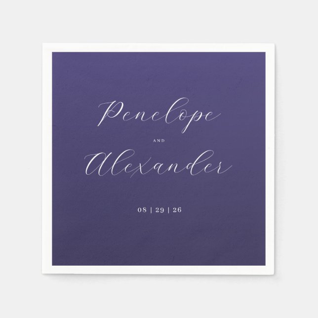 Elegant Purple Calligraphy Napkin (Front)
