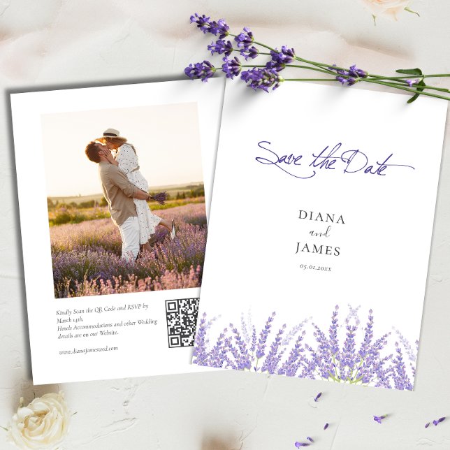 Elegant Purple Calligraphy QR Code Photo Card (Creator Uploaded)