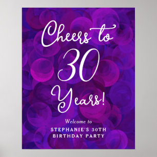 Elegant Purple Cheers to 30 Years 30th Birthday Poster