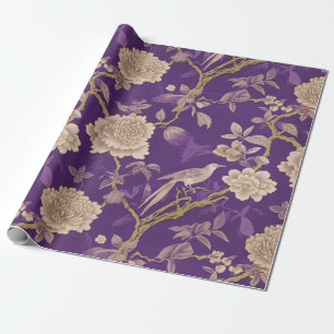 Elegant purple chinoiserie wrapping paper