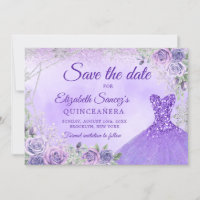 Elegant Purple Christmas Mis Quince Save The Date