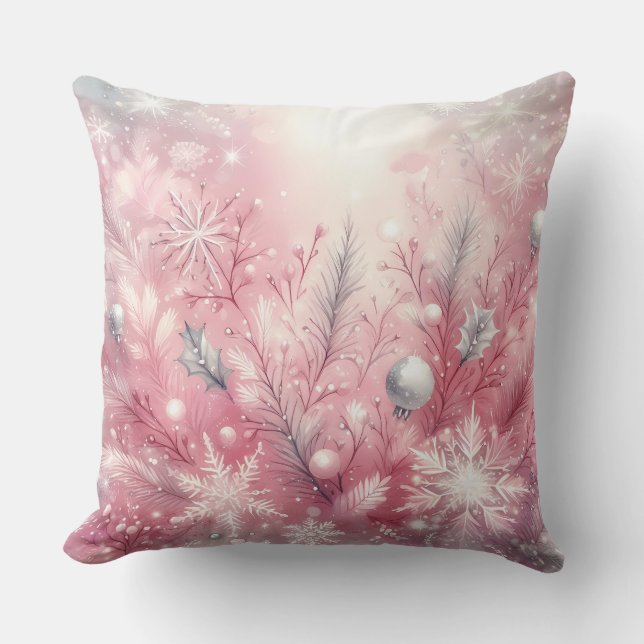 Elegant Purple Christmas Throw Pillow  (Front)