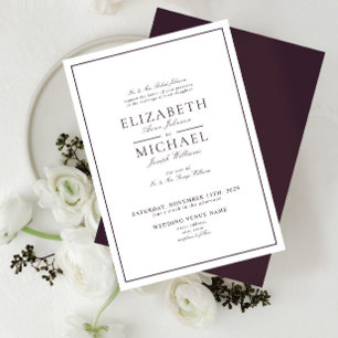 Elegant Purple Classic Script Wedding Invitation