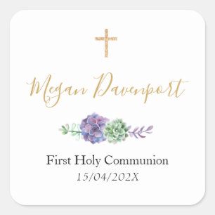 Elegant Purple Communion Favour Sticker