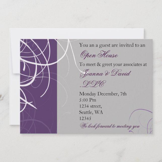 elegant purple Corporate party Invitation (Front)