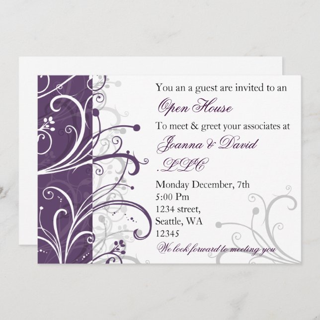 elegant purple Corporate party Invitation (Front/Back)