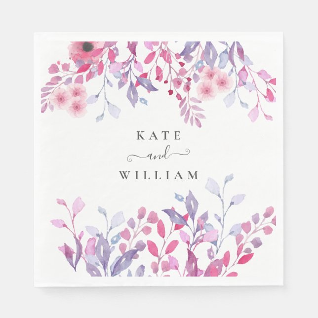 Elegant Purple Country Wildflowers Floral Napkin (Front)