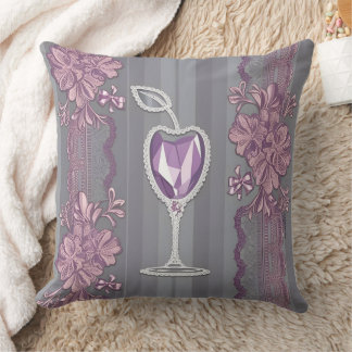 Elegant Purple Crystal Glass Lavender Lace Cushion