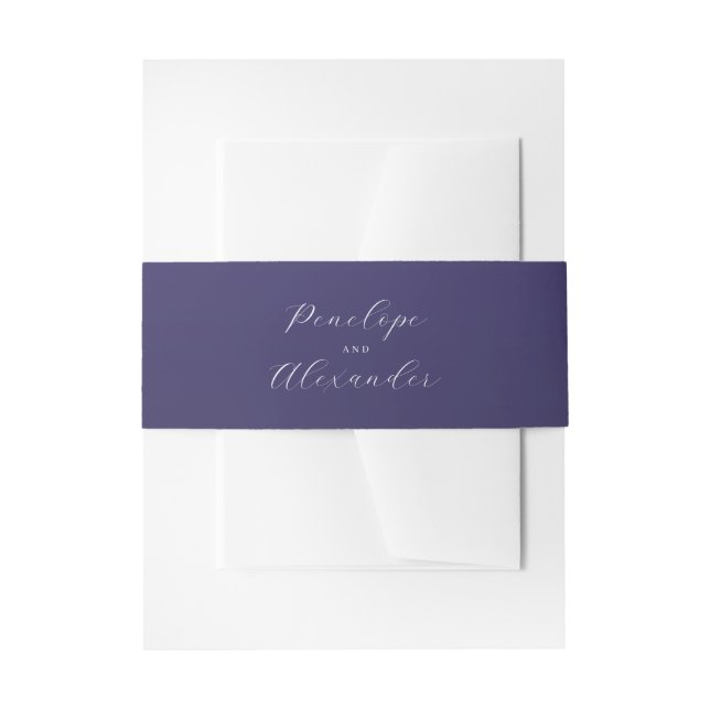 Elegant Purple Cursive Wedding Invitation Belly Ba Band (Front Example)