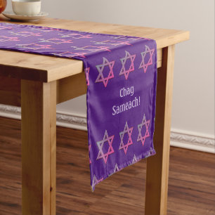 Elegant Purple CUSTOMIZABLE   Star of David Short Table Runner