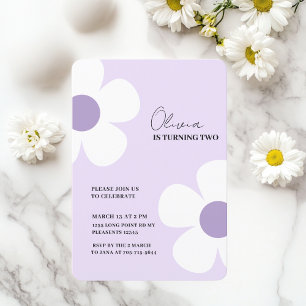 Elegant Purple Daisy Spring Birthday Invitation