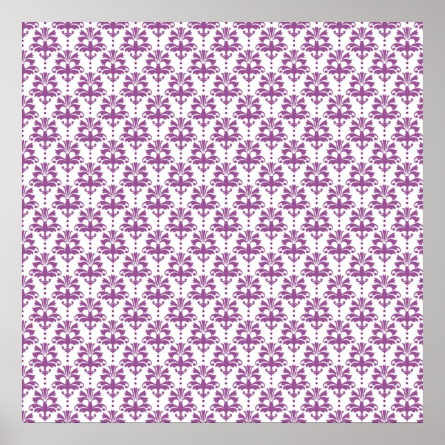 Elegant Purple Damask Pattern Poster (Front)