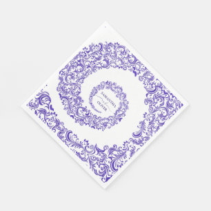 Elegant Purple Damask Wedding Napkin