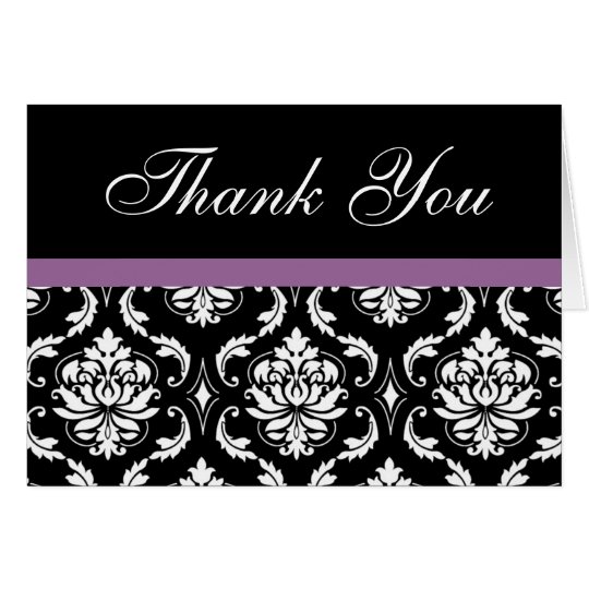 Elegant Purple Damask Wedding Thank You Notes