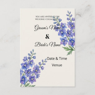 Elegant Purple Delphinium Wedding Invitation