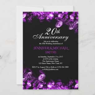 Elegant Purple Diamond Wedding Anniversary Invite