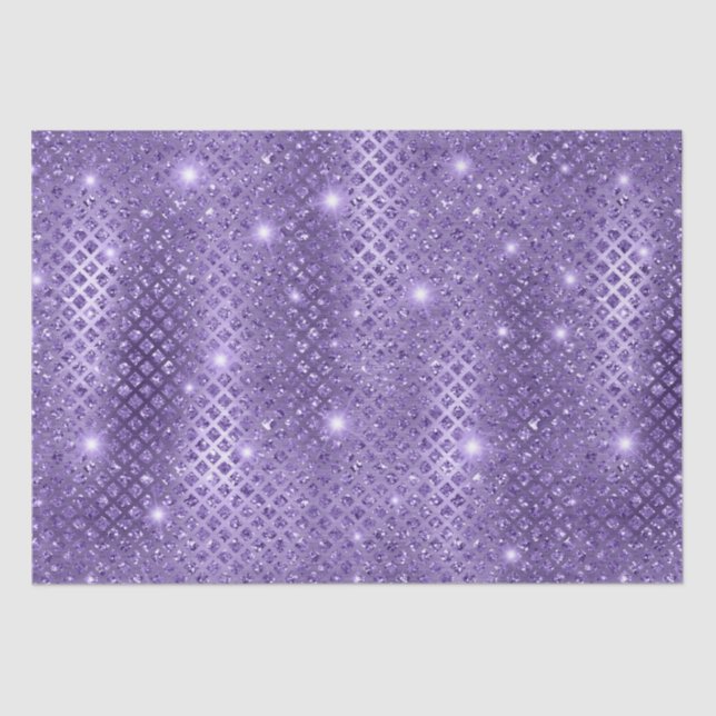 Elegant Purple Diamonds Metallic Glitter Pattern Tissue Paper (Front)