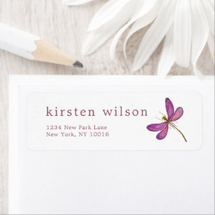 Elegant Purple Dragonfly Return Address Label