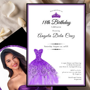 Elegant purple dress 18th birthday debut invitation