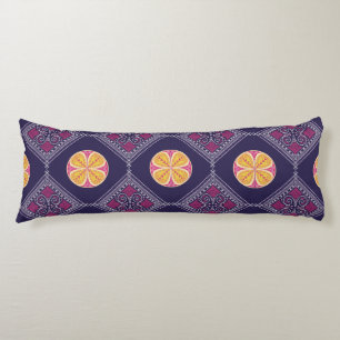 Elegant Purple Fabric with Yellow Floral Pattern Body Cushion