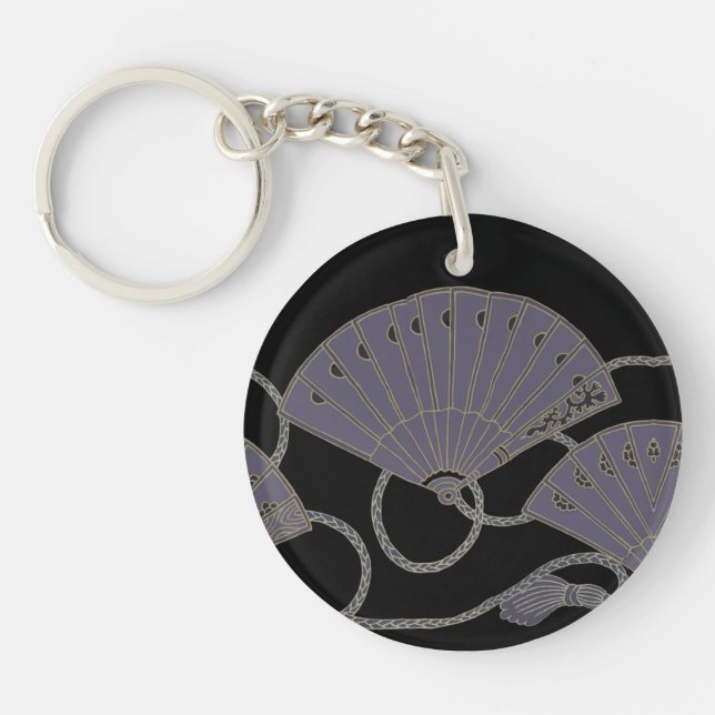 Elegant Purple Fan Key Ring (Front)