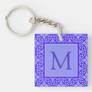 Elegant Purple Filigree Pattern Monogram Key Ring