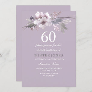 Elegant Purple Floral 60th Birthday Party Invite