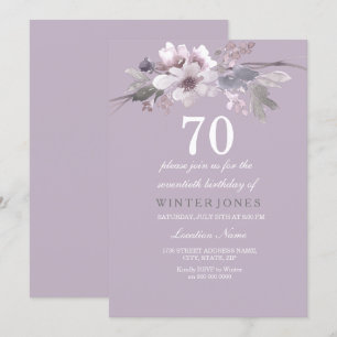 Elegant Purple Floral 70th Birthday Party Invite