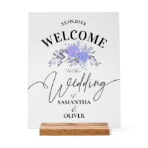 Elegant Purple Floral Acrylic Wedding Welcome Sign