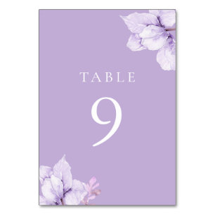Elegant Purple Floral All seasons Wedding Table Number